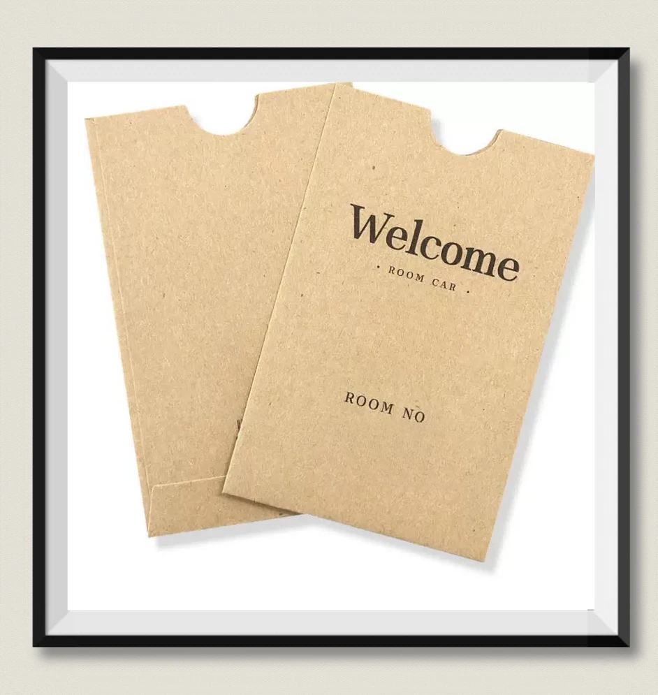 Custom Logo Printed Card Sleeve Set for Hotel Use Double Side Coated Craft Paper Room Lock Card Holder