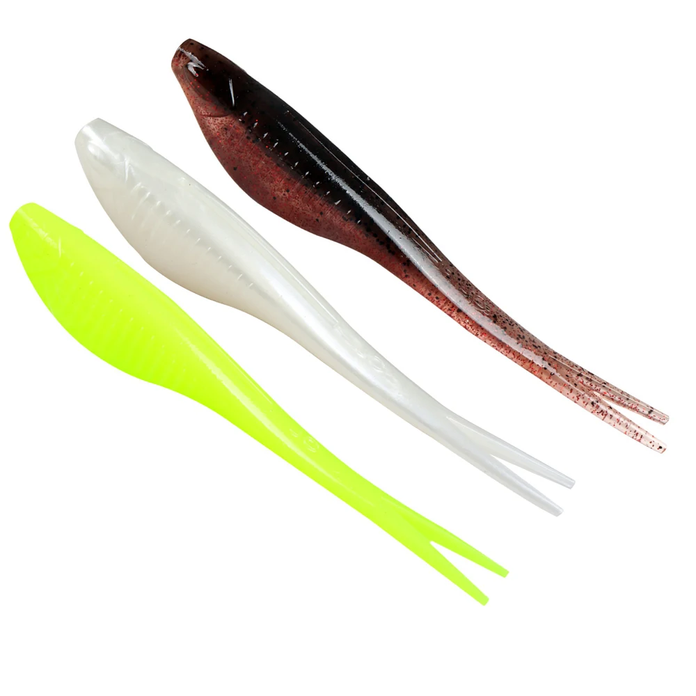 JOHNCOO 12cm 10g 5pcs TPR Soft Bait Floating Fishing Lure Minnow Soft Fishing Lure 10x Strong Artificial Bait Split Tail