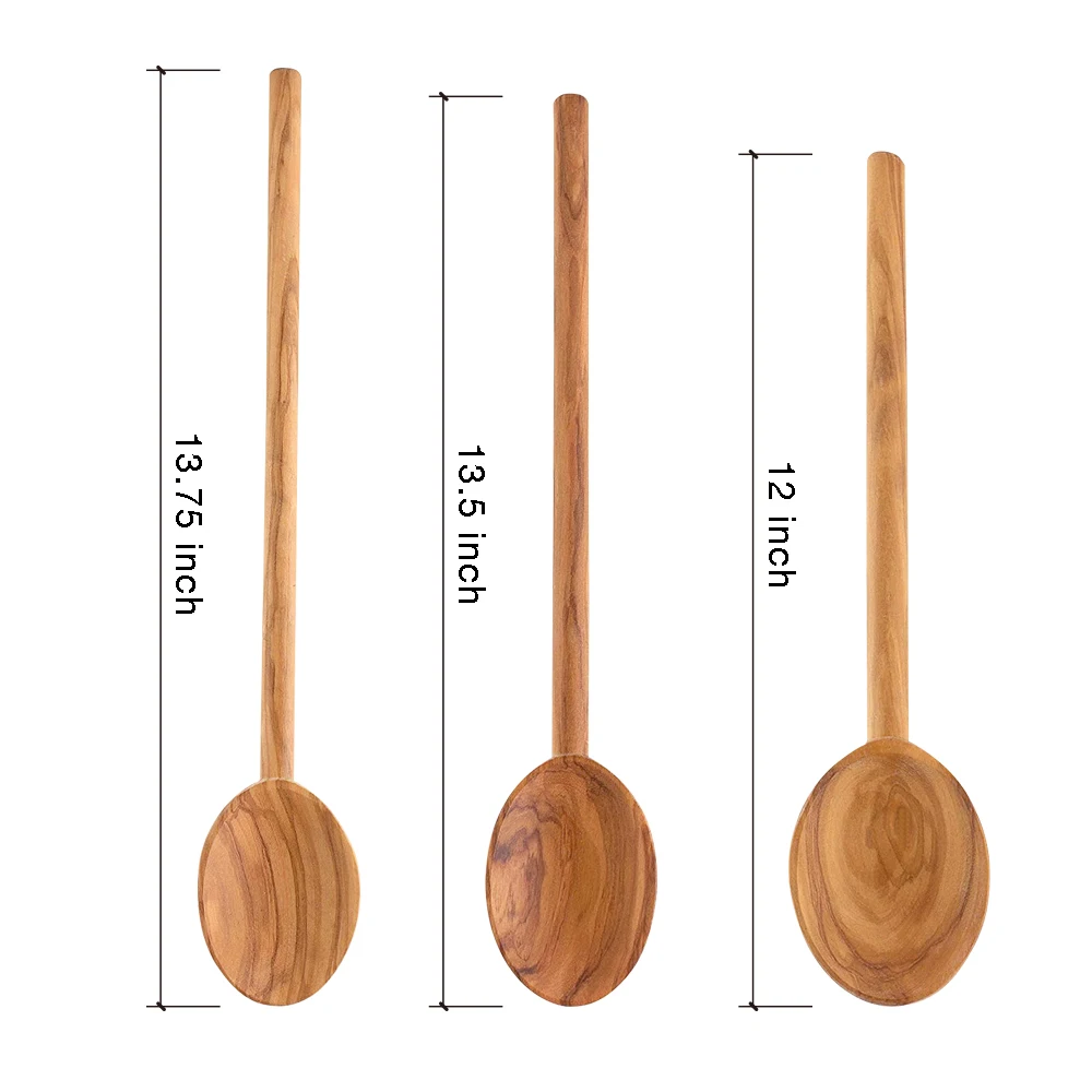 Coffee Tea Milkshake Kitchen Stirring Stirrer Mixing Honey Spoon Chef Tasting Spoons 100% Natural Olive Wood Long Handle Spoons