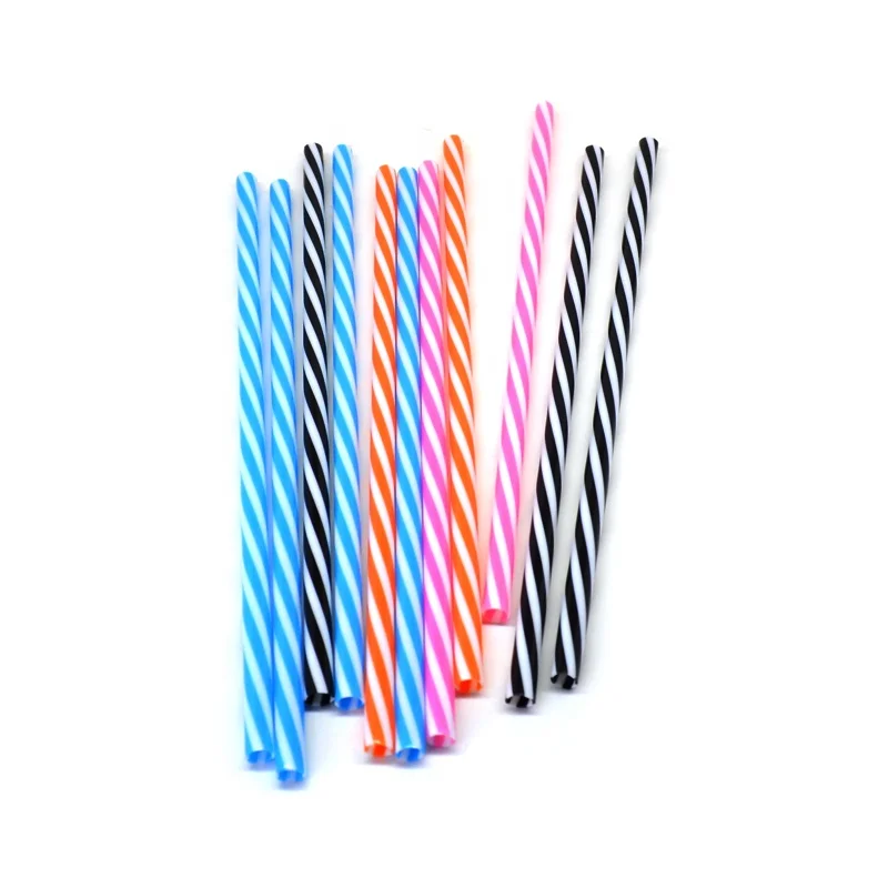 Hard plastic reusable straw 9 inch drinking straw striped party straws
