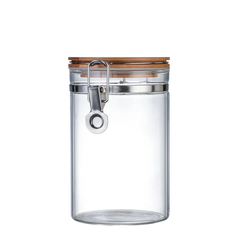 Lock design high borosilicate glass sealed jar for kitchen supplies storage food seasoning candy    Factory direct sale