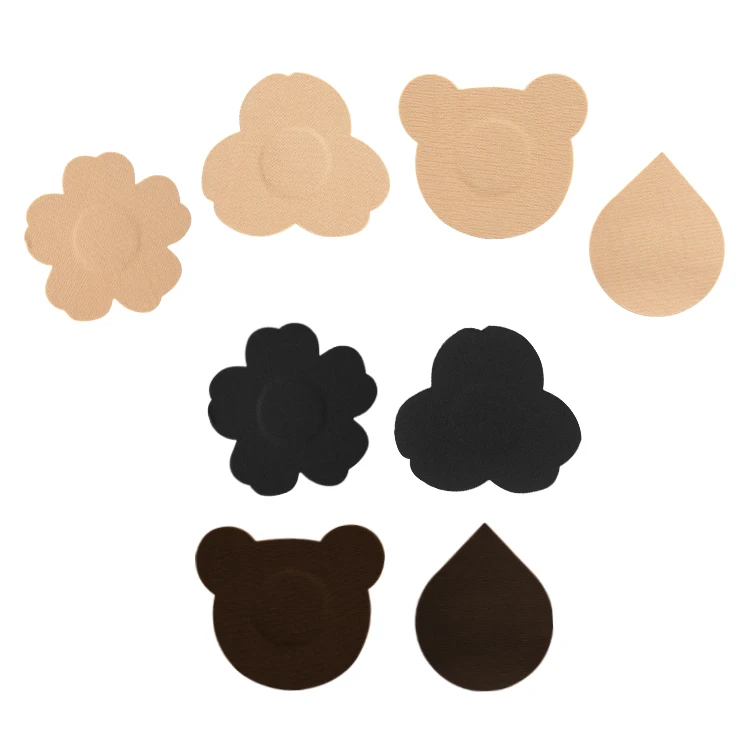 Brown Flower 7CM Silicone Glue Adhesive Breast Cotton Fabric Disapoable Nipple Cover