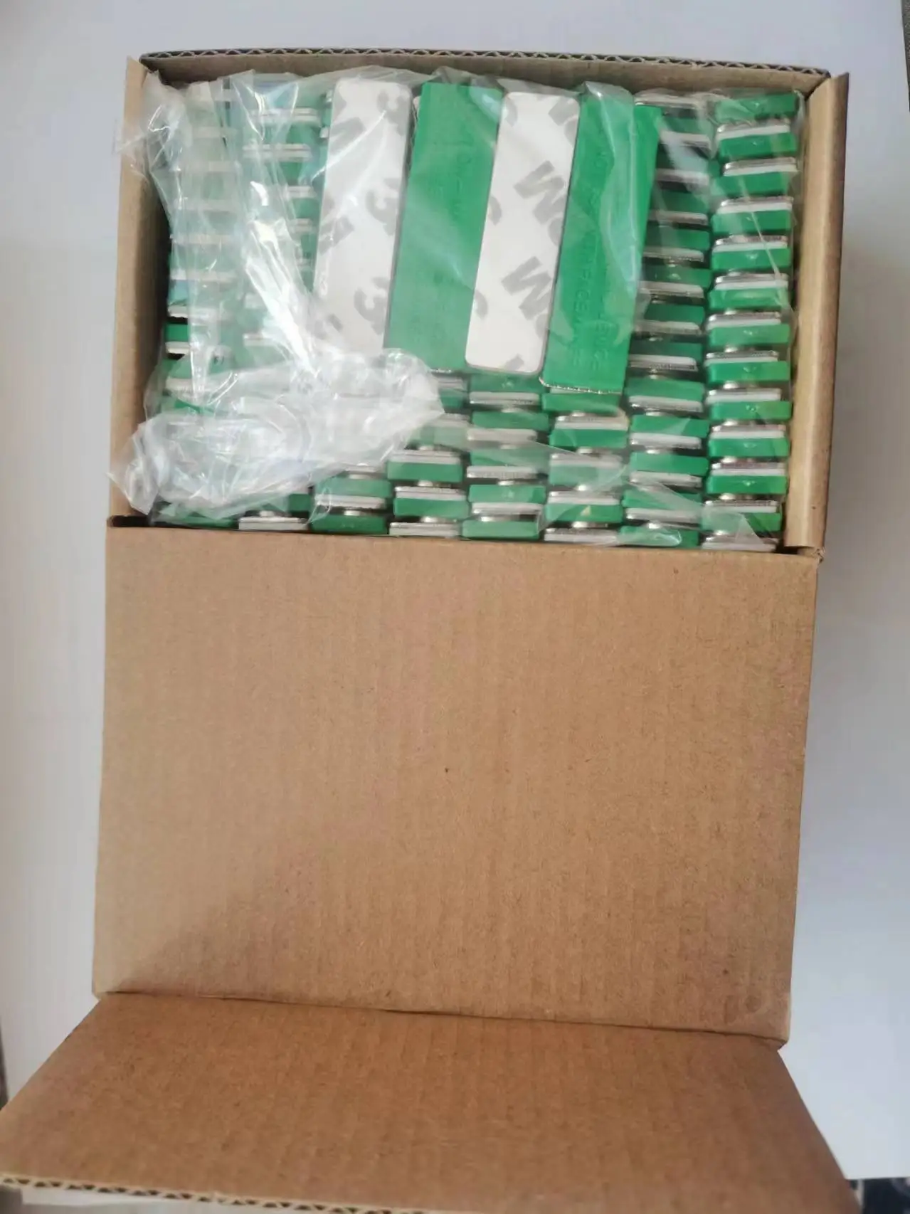 100 Pack Strong Magnetic Name Badge Holders Green Magnets With Steel Back Plate