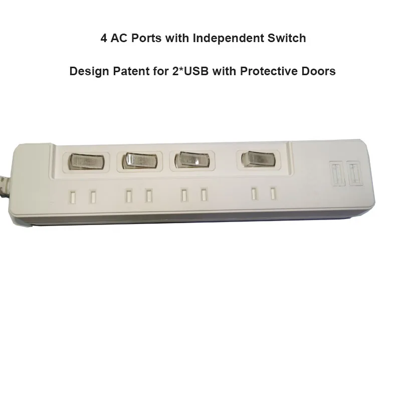 JP Standard Household AC Outlet Surge Protector 100-240V 4 6 Outlet Plug Power Strip Bar Cord Electrical Extension Socket