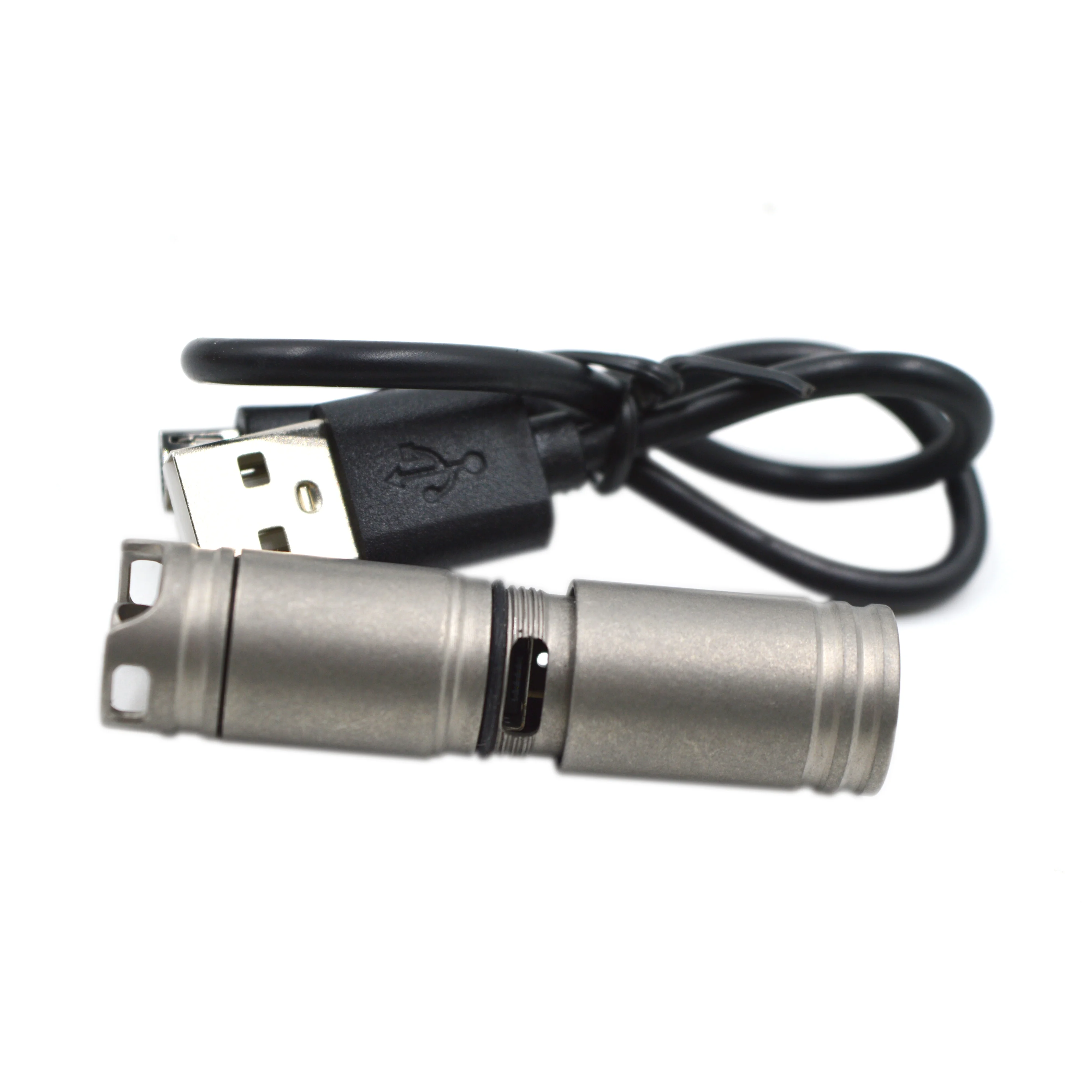 Походный Перезаряжаемый USB-фонарик титановый светодиодный фонарик с отверстием для