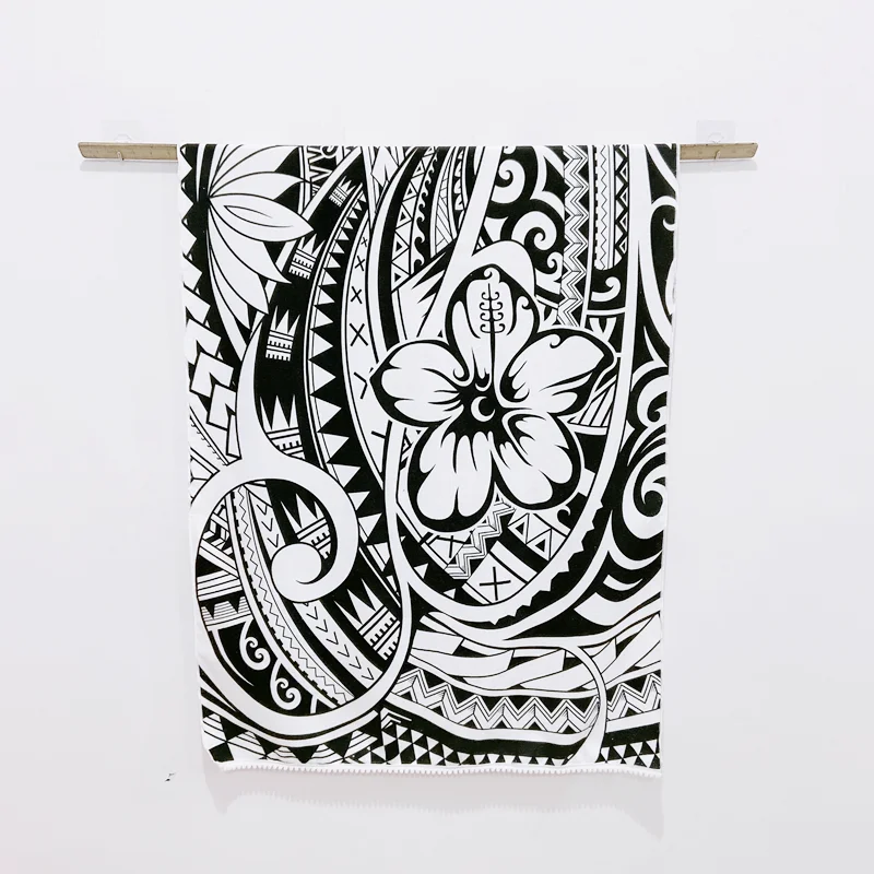 Print Microfiber Samoa Polynesian Bath Towel Custom Logo Tribal Wave Tattoo Pattern Ultra Soft Bath Cotton Towels for beach