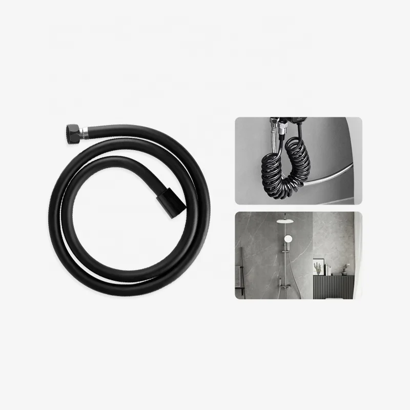 Anti-twist matte black PVC bath shower hose Top quality Plumbing Plastic Flexible explosion-proof high temperature resistance