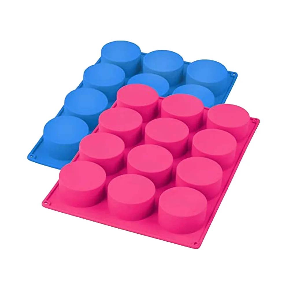 12 15 holes round Reusable silicone soap candle mould cake pan pudding molds cookie dessert chocolate mold cake baking tool