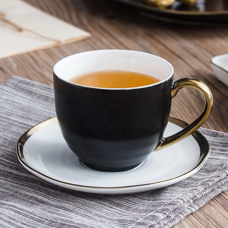 Gold Rim Porcelain Tea Cup Set With Teapot Ceramic Tea Pot And Cup Sets Of 6