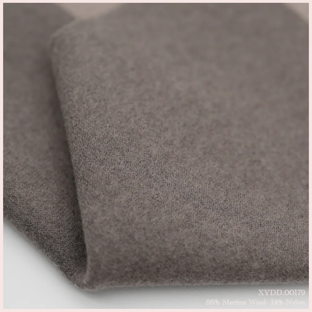 Stretch Breathable Merino Wool Double Faced 86%Wool 14%Nylon Flannel Knit Fabric For Winter Autumn Heavy Jacket Coat