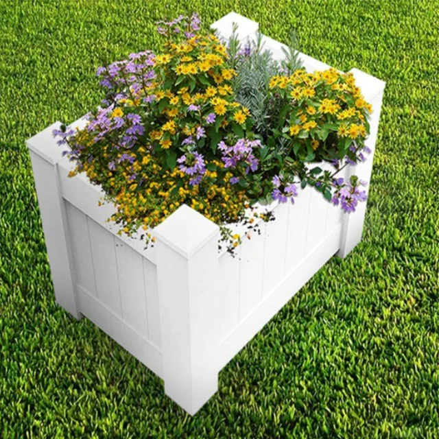 New Design White Vinyl Garden Planter Box Plastic Planting Bed