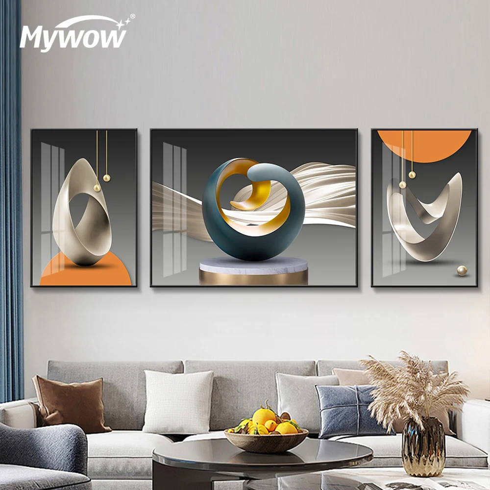 Animal Canvas Paint Living Room 2+1 Canvas Painting Crystal Porcelain Painting Wall Art