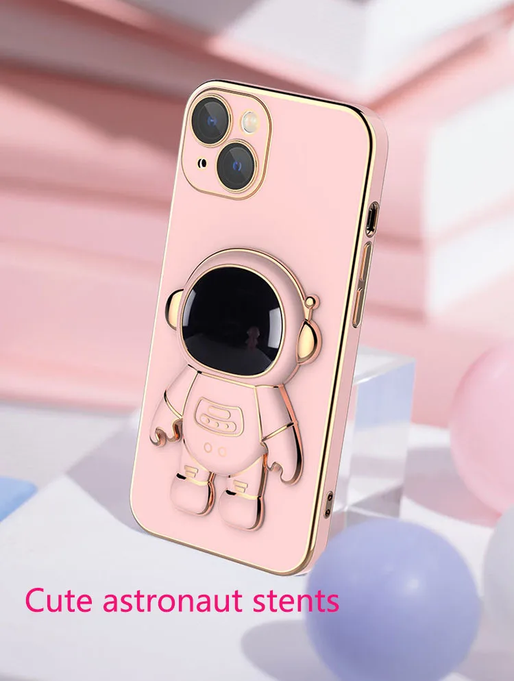 Fashion astronaut stand back cover deluxe plated phone case,back cover fashion astronaut for iPhone 14 new case