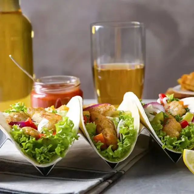 High Quality Custom Stainless Steel Wavy-shaped 4 pack taco holder for Home Restaurant