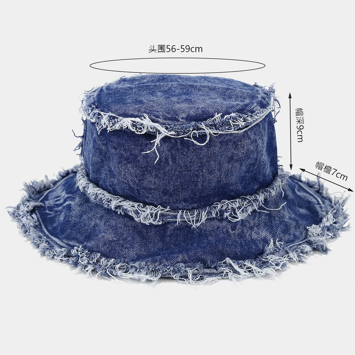 Summer outdoor Bucket Hat Sunscreen Washed Tasseled Vintage Fashion Street Hip hop Denim fisherman hat Boonie Fishing Cap