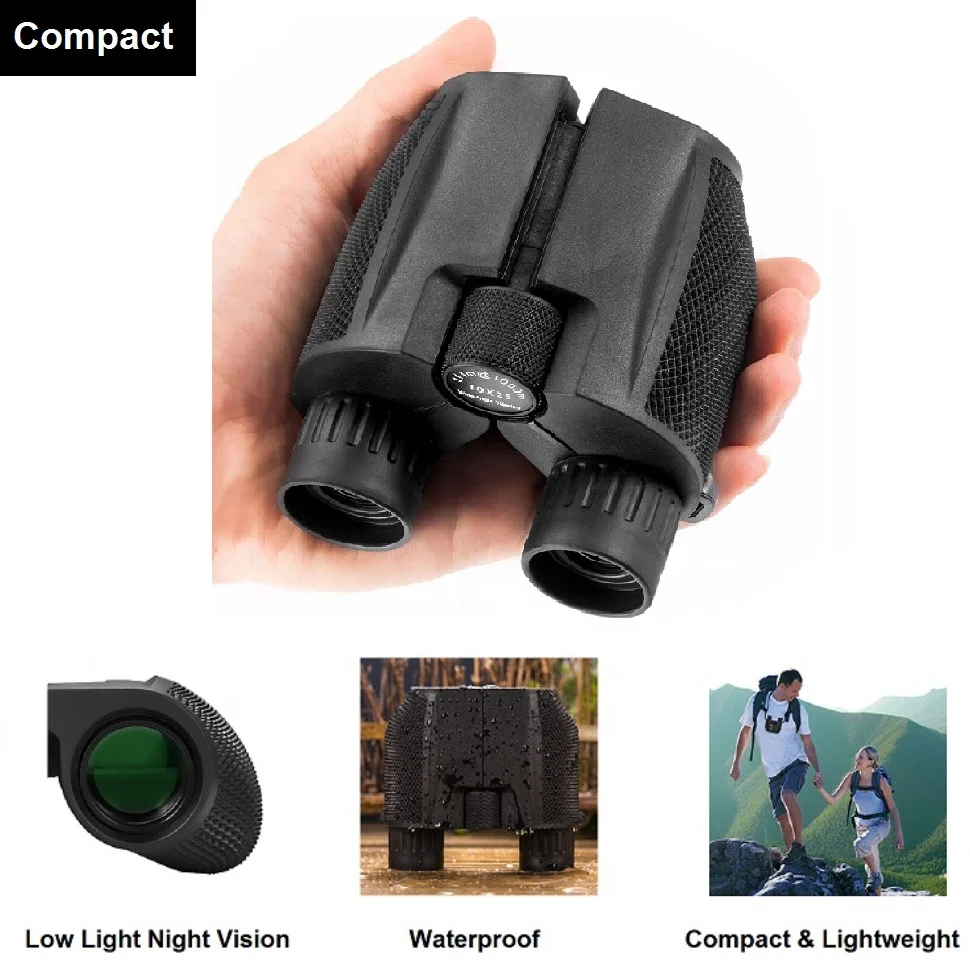 
Custom 10x25 Made In China Children Long Range Army Zoom Bird Watching Opera Mini Binoculars 