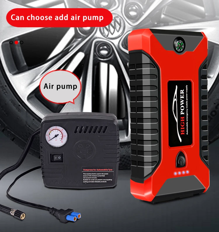 lithium battery booster jump starter with inflator 12v Car Jump Starter With Air Compressor