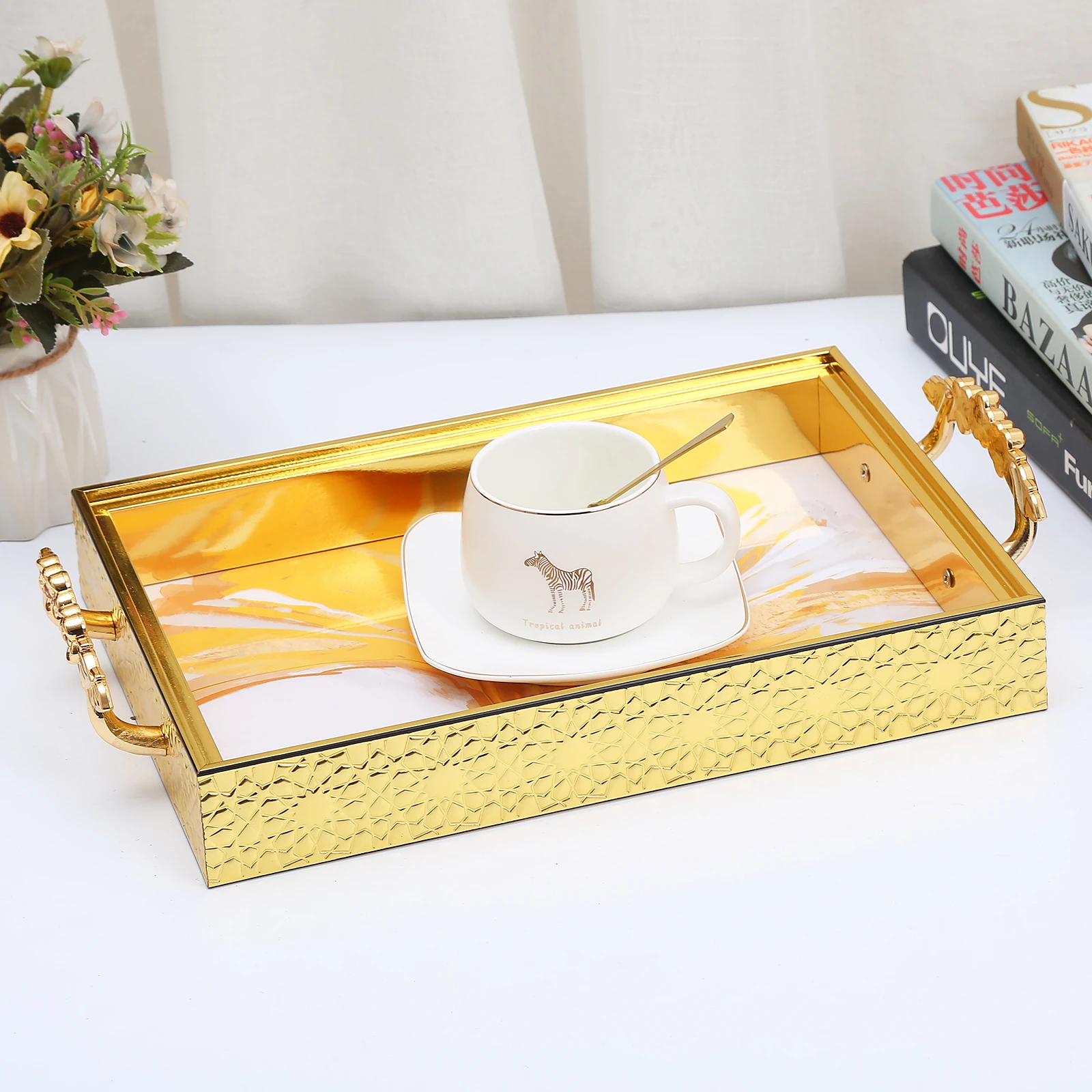 2022 Star Pattern Food Tray For Hotel Restaurant Home Gift Serving Tray With Handle