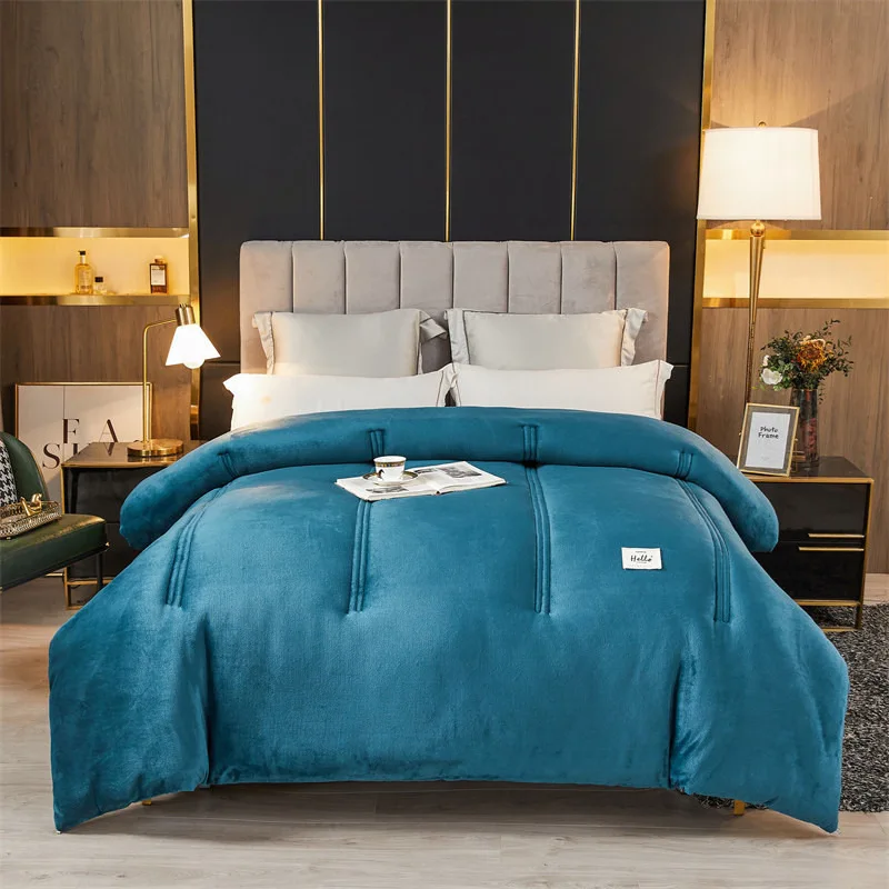 Wholesale Customized Thicken Fleece Milk Polyester Filling Warm Winter Quilt for Full Twin Queen King Size