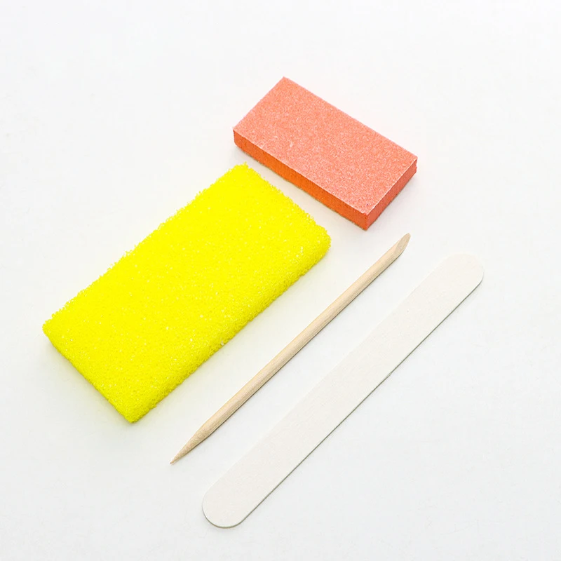 Manicure Pedicure Tool Kit Purple Nail Buffer with Cuticle Pusher Wood Stick Remove Cleaning Nail File And Nail Buffer Set