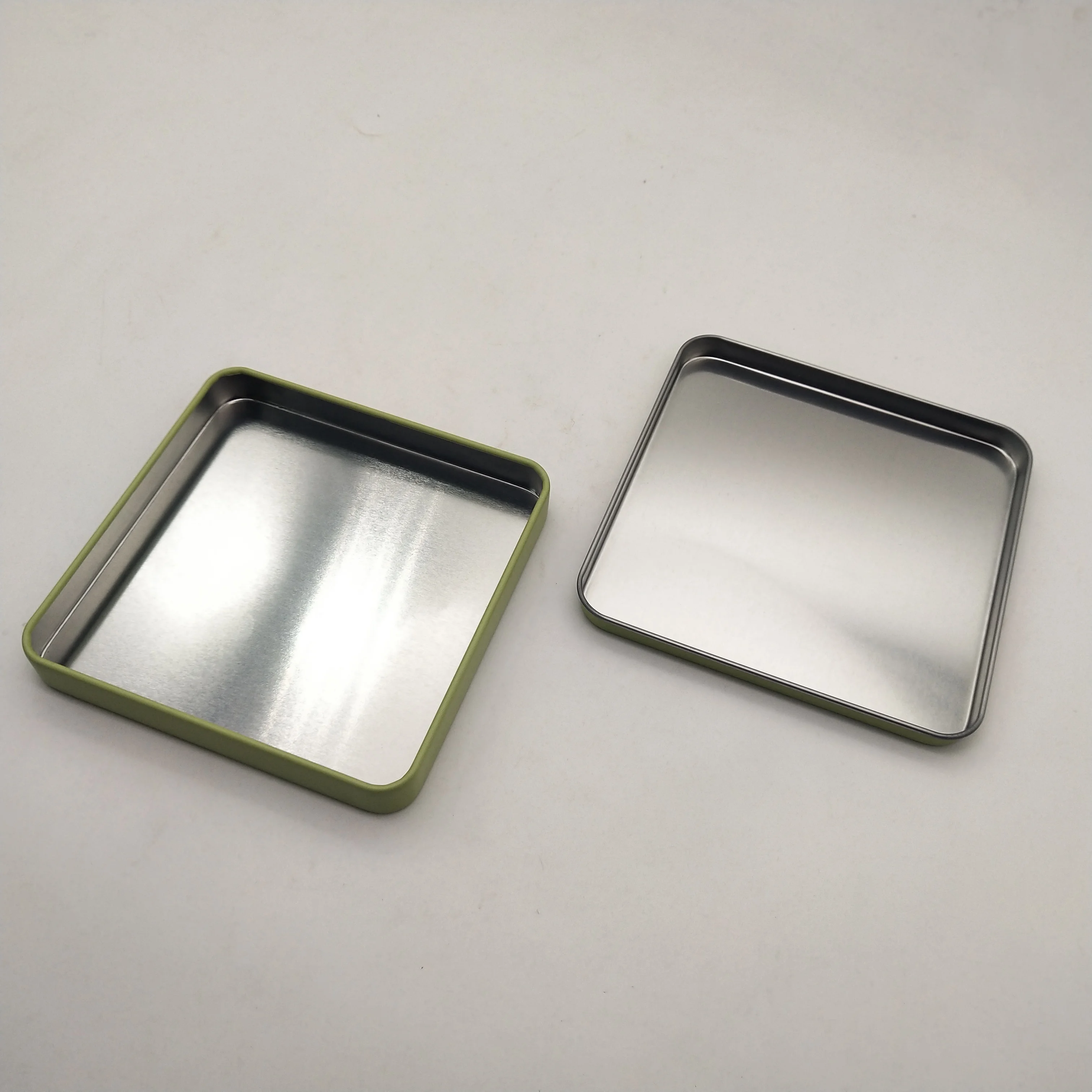 Food Grade Metal Small Square Tin Thin Boxes For Tea Cake CD Metal Cans