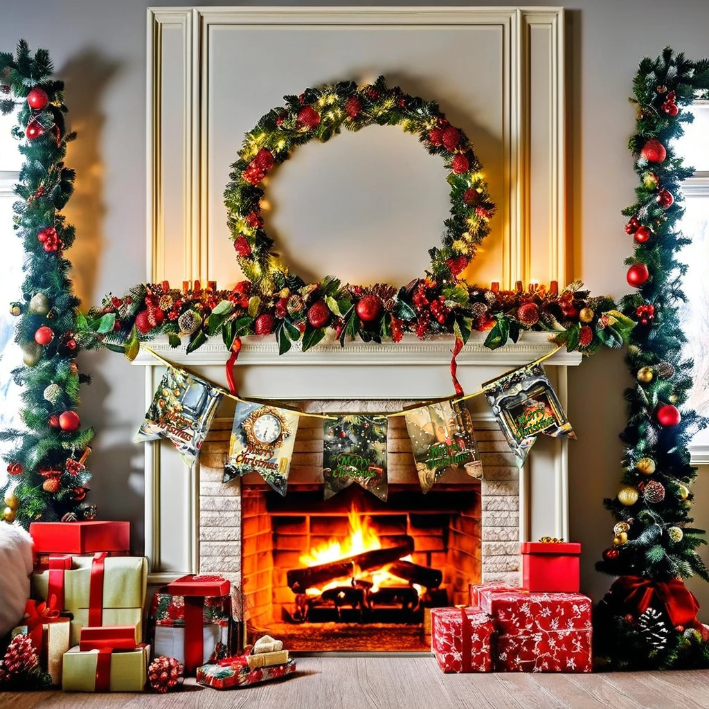 Wholesale Custom Merry Christmas Decorations Banner, Festive Hanging Flag Decorations for Fireplace Wall, Indoor Celebrations