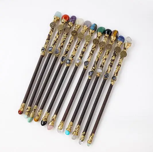 Selling natural crystal original stone twelve constellations magic scepter double head crystal fairy stick