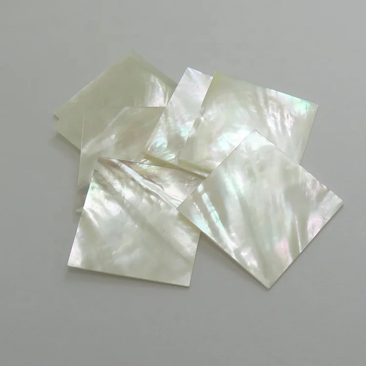30X30X1.5MM Double Flat Shell Natural White Mother Of Pearl Square Sheet Gemstone For Jewelry Making