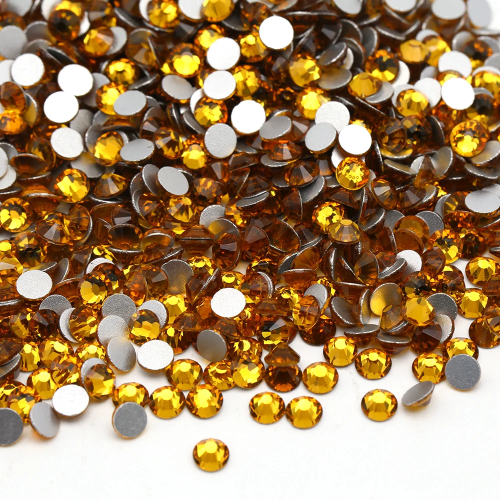 XULIN Light Crystal Topaz Color SS16 SS20 1400pcs/bag Glass Flatback Rhinestones For Dress Shoes
