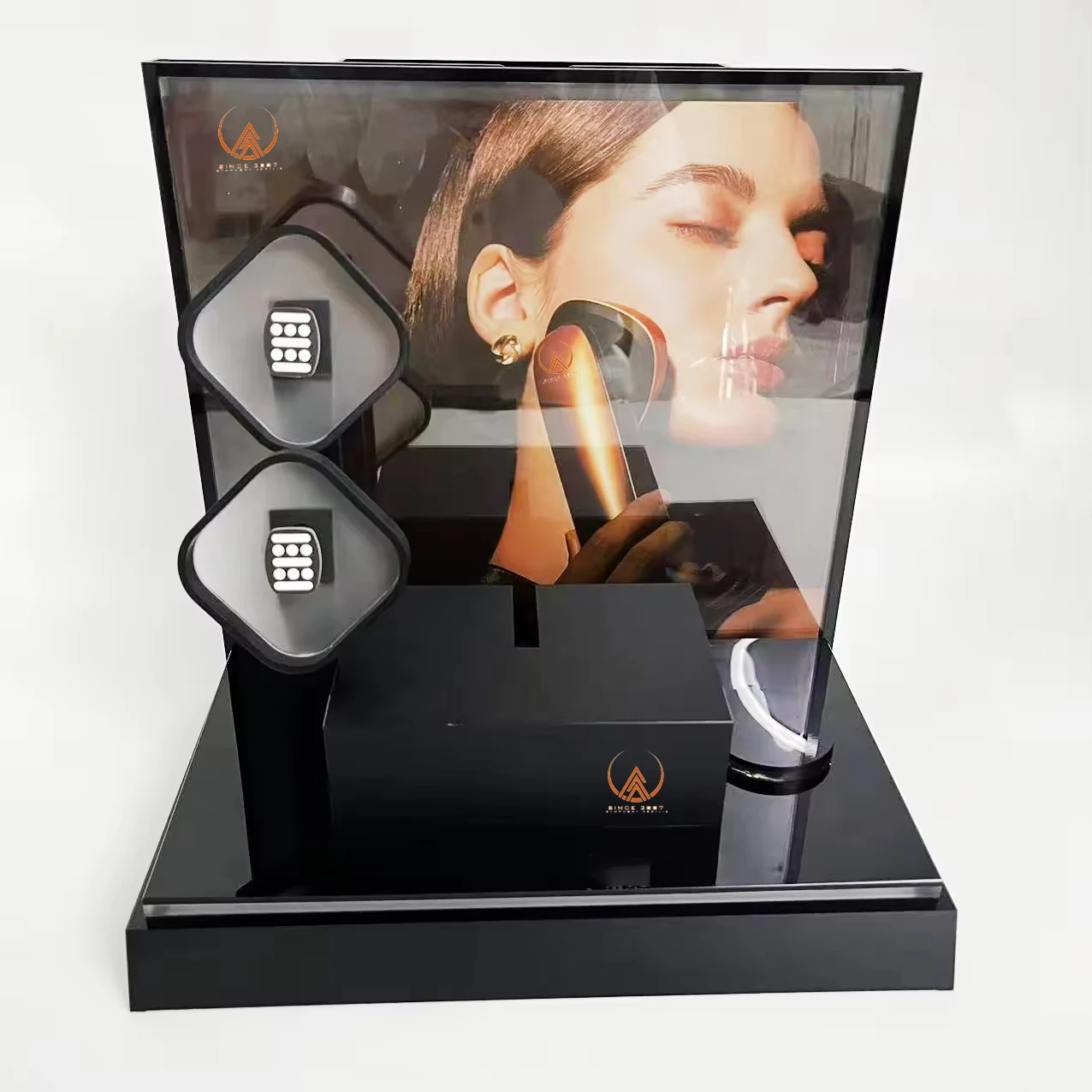 Luxury Design Cosmetic Instrument Acrylic Display Stand Removable Poster Paper Beauty Apparatus LED  Acrylic Display Stand
