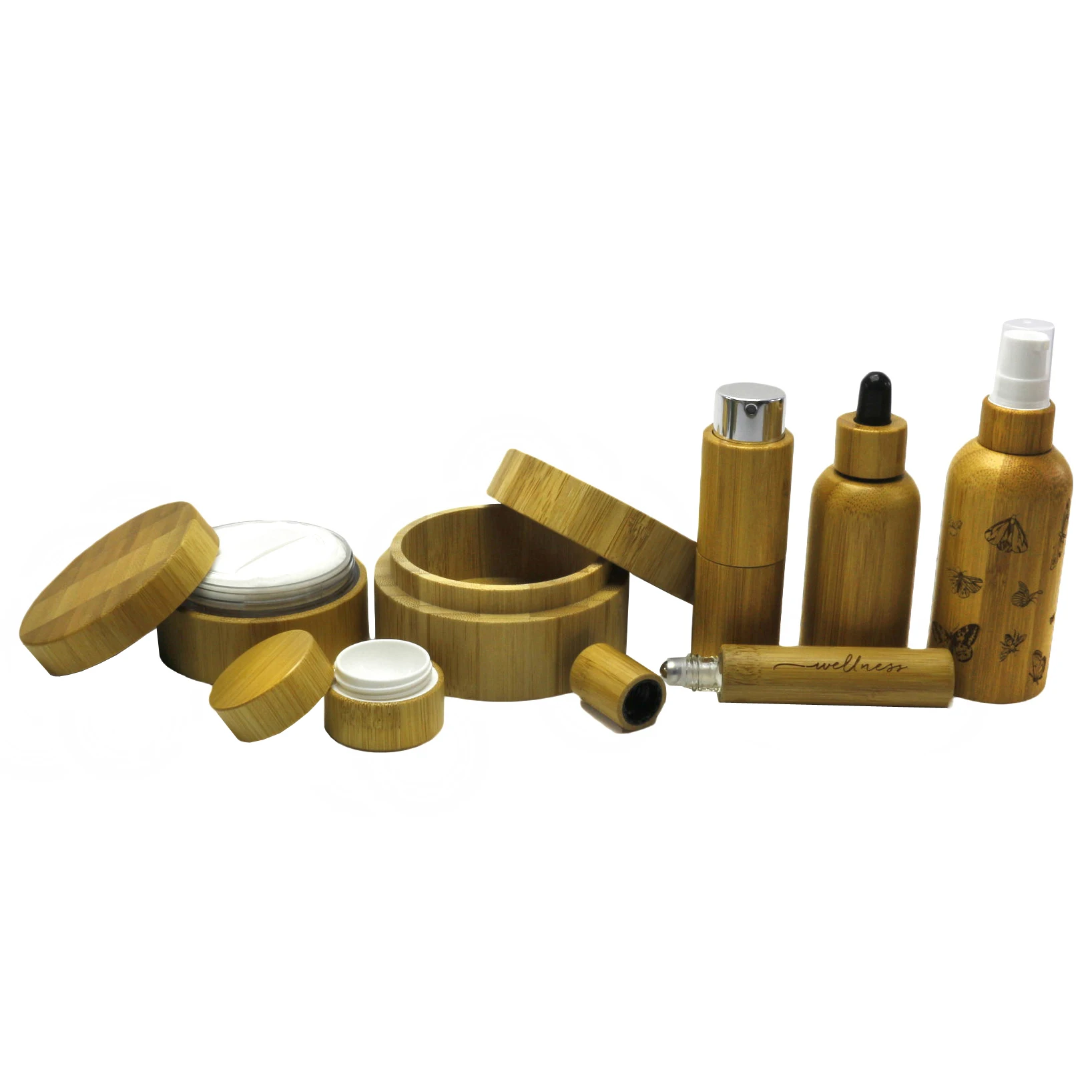 Natural Bamboo bottle jars Empty bamboo Cream Jar bamboo roll on bottle GJ-CC198