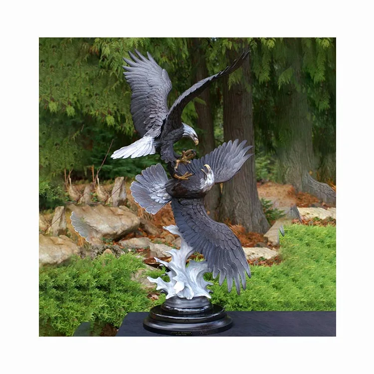 Home Garden Decor Metal Handcrafts Animal Sculpture Life Siz Brass Bronze Flying Eagle Statues