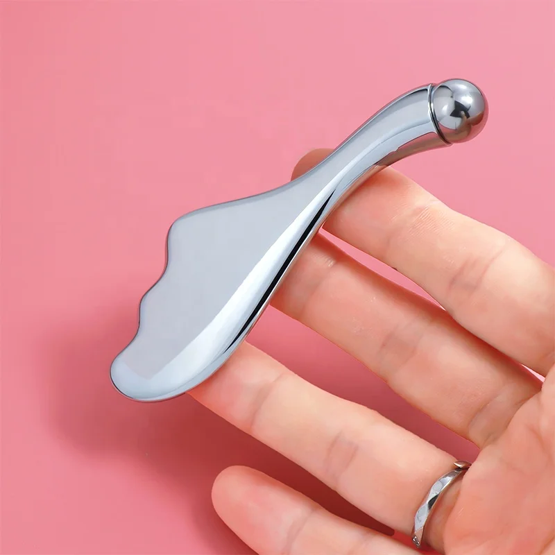 magnetic ball Eye Massage Delicate Skin Massage stick silver stainless steel Facial Reflexology Gua Sha Spoon