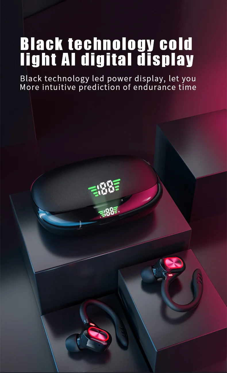 S730 Bluetooth 5.0 Headset TWS Wireless Earbuds Earphones HD Stereo Surround Sound Headphones Ear Hook Touch Control hearing aid