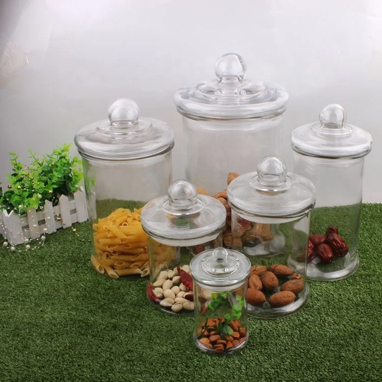 Glass Cookie Candy Penny Jar with Glass Lid Old Fashioned Clear Round Storage Container