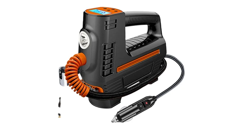 Corded tire inflator for car, motorcycle, bicycle and ball inflation small SUV air compressor tire pump with LED light