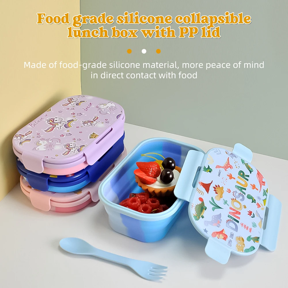 Collapsible Food Container Portable Storage Microwave Safe Bento Foldable Silicone Lunch Box