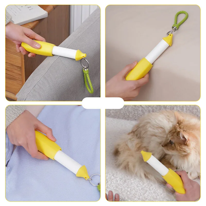 TPR ABS Exquisite Banana Shape  Portable Clothes Pet Hair Mini Lint Remover Roller For Traveling