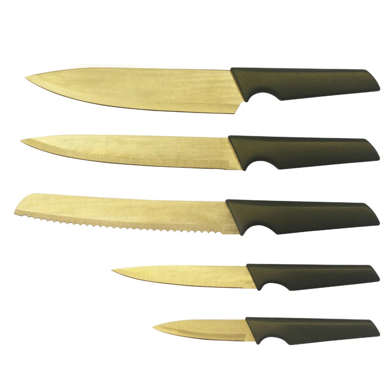 
Factory Wholesale Coating stainless Steel Titanium plating kitchen knife set 
