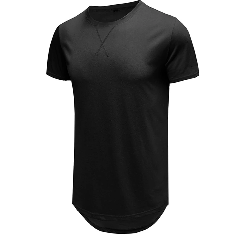 Ready To Ship Classic Dovetail Curved lengthened Hem Simple Design Blank T-shirt Hip Hop T shirts For Men