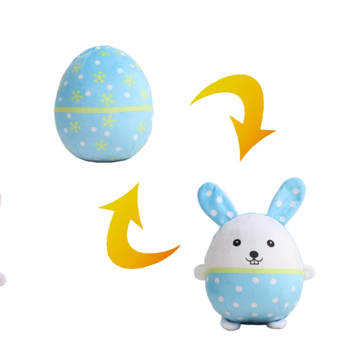 plush material soft stuffed reversible double side Easter rabbit  and egg