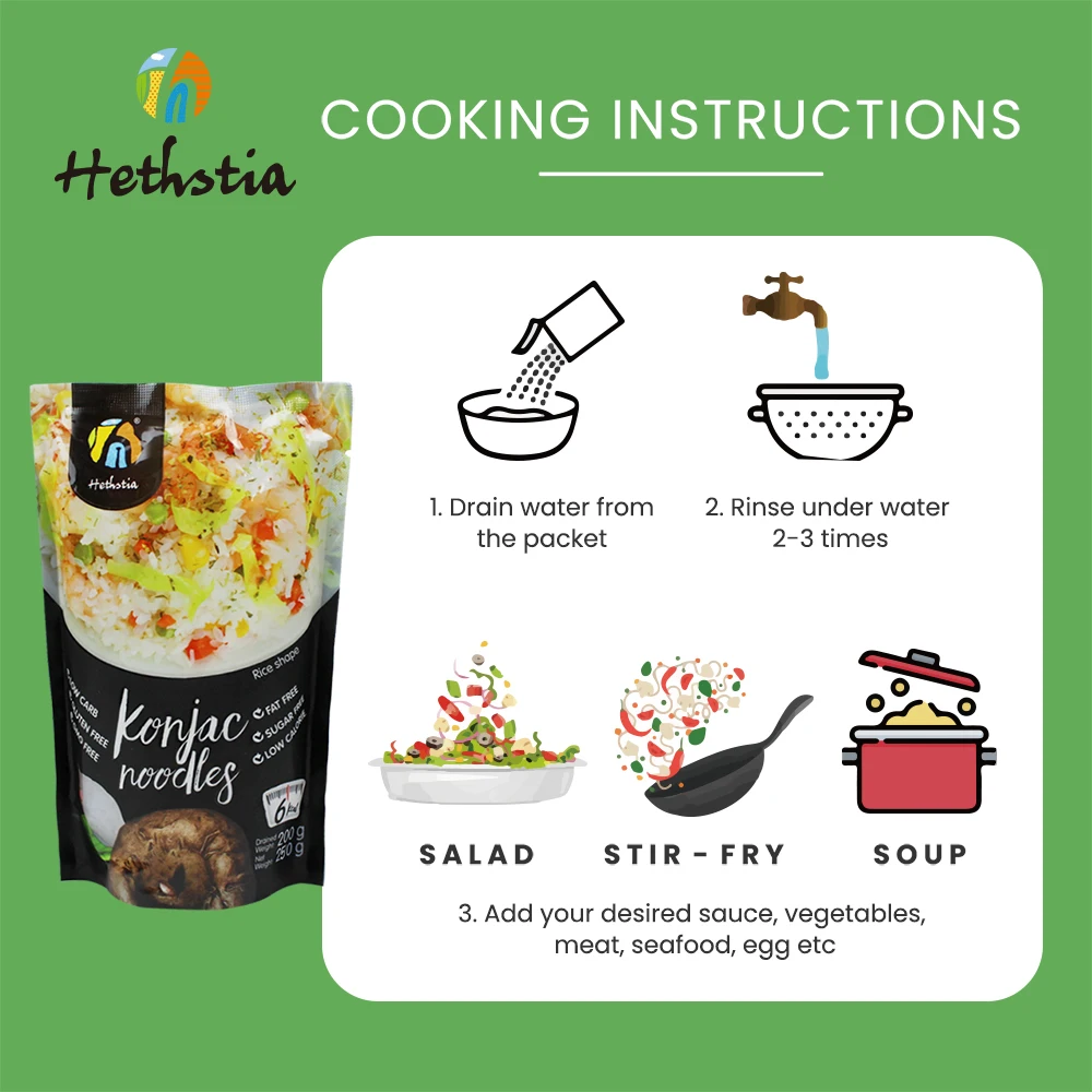 Low Calories Low Carb Gluten Free Vegan Keto Halal Instant Pure Konjac Rice