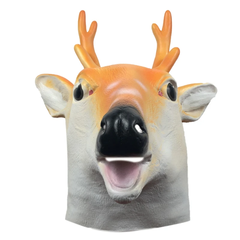 Deer Mask Animal Head Helmet Giraffe Masks Full Over Head Mask Deluxe Costume Party for Christmas Halloween