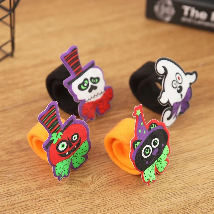 Promotional Holiday Pumpkin Ghost Bracelet for Kids Gift Halloween Slap Bracelet Halloween Party Supplies