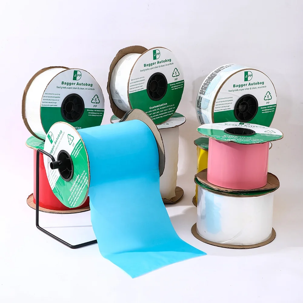 Custom Printed High Quality 12' x 16' Plastic Produce Bag on a roll, Pre-opened Automatical Plastic Bagger Packing Autobag Bag