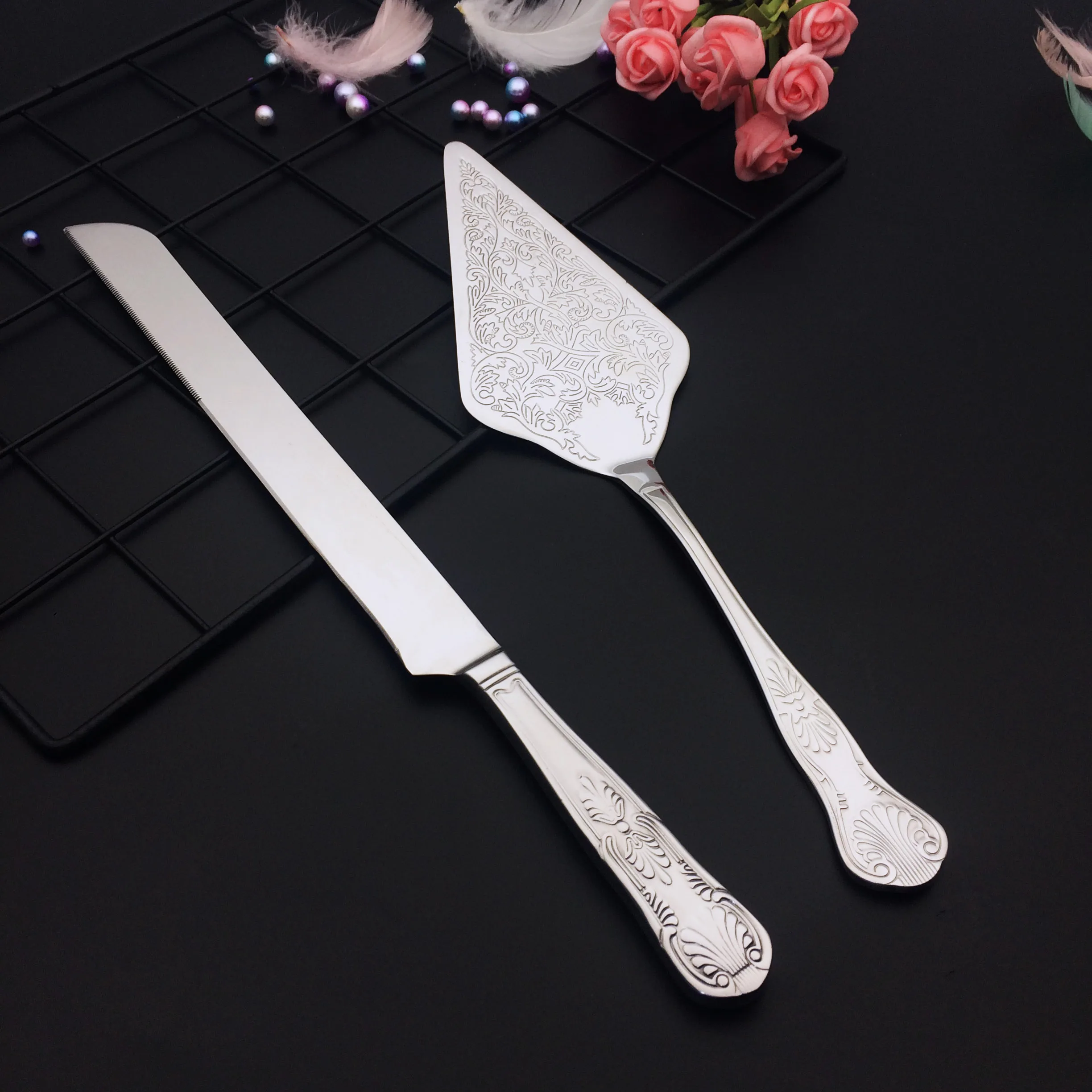 Лидер продаж Подарочный золотой нож для торта свадебного и серверный набор инструменты