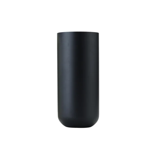 Decoration matte black metal flower tube vase for table