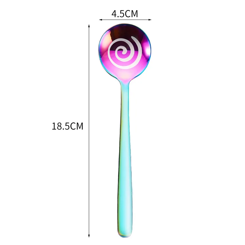 
Creative cute circle colorful stainless steel cutlery long handle soup spoon 