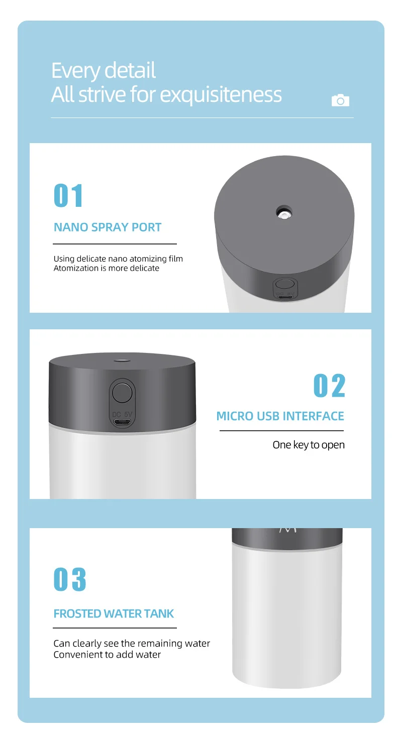 Air Humidifier USB Ultrasonic 260ML LED Lamp Mini Aromatherapy Diffuser Car Purifier Aroma Mist Maker With Romantic Light