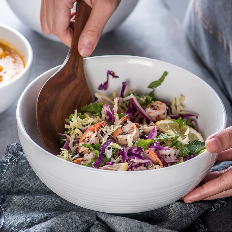 Factory custom logo Nordic white ceramic popcorn bowl 5.5/6.5/7.5 inch Porcelain Bowl for Hotel Restaurant